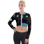 Colartive, Aesthetic, Amoled, Black, Colorful, Desenho Long Sleeve Cropped Velvet Jacket