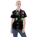 Colartive, Aesthetic, Amoled, Black, Colorful, Desenho Women s Short Sleeve Pocket Shirt