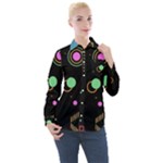 Colartive, Aesthetic, Amoled, Black, Colorful, Desenho Women s Long Sleeve Pocket Shirt