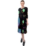 Colartive, Aesthetic, Amoled, Black, Colorful, Desenho Ruffle End Midi Chiffon Dress