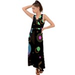 Colartive, Aesthetic, Amoled, Black, Colorful, Desenho V-Neck Chiffon Maxi Dress