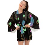 Colartive, Aesthetic, Amoled, Black, Colorful, Desenho Long Sleeve Kimono