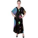 Colartive, Aesthetic, Amoled, Black, Colorful, Desenho V-Neck Boho Style Maxi Dress