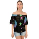 Colartive, Aesthetic, Amoled, Black, Colorful, Desenho Off Shoulder Short Sleeve Top