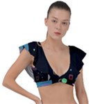 Colartive, Aesthetic, Amoled, Black, Colorful, Desenho Plunge Frill Sleeve Bikini Top