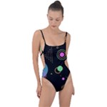 Colartive, Aesthetic, Amoled, Black, Colorful, Desenho Tie Strap One Piece Swimsuit