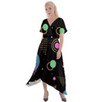 Colartive, Aesthetic, Amoled, Black, Colorful, Desenho Cross Front Sharkbite Hem Maxi Dress