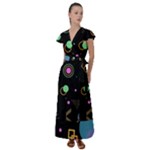 Colartive, Aesthetic, Amoled, Black, Colorful, Desenho Flutter Sleeve Maxi Dress