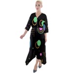 Colartive, Aesthetic, Amoled, Black, Colorful, Desenho Quarter Sleeve Wrap Front Maxi Dress