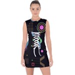 Colartive, Aesthetic, Amoled, Black, Colorful, Desenho Lace Up Front Bodycon Dress