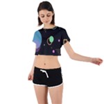 Colartive, Aesthetic, Amoled, Black, Colorful, Desenho Tie Back Short Sleeve Crop T-Shirt