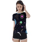 Colartive, Aesthetic, Amoled, Black, Colorful, Desenho Short Sleeve Open Back T-Shirt