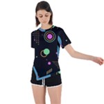 Colartive, Aesthetic, Amoled, Black, Colorful, Desenho Asymmetrical Short Sleeve Sports T-Shirt