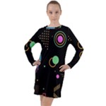 Colartive, Aesthetic, Amoled, Black, Colorful, Desenho Long Sleeve Hoodie Dress