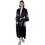 Colartive, Aesthetic, Amoled, Black, Colorful, Desenho Maxi Satin Kimono