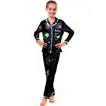 Colartive, Aesthetic, Amoled, Black, Colorful, Desenho Kids  Satin Long Sleeve Pajamas Set