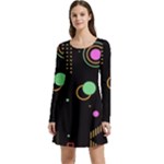 Colartive, Aesthetic, Amoled, Black, Colorful, Desenho Long Sleeve Velour Skater Dress