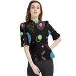 Colartive, Aesthetic, Amoled, Black, Colorful, Desenho Frill Neck Blouse