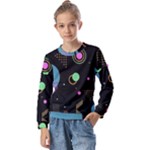 Colartive, Aesthetic, Amoled, Black, Colorful, Desenho Kids  Long Sleeve T-Shirt with Frill 