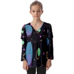 Colartive, Aesthetic, Amoled, Black, Colorful, Desenho Kids  V Neck Casual Top