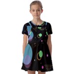 Colartive, Aesthetic, Amoled, Black, Colorful, Desenho Kids  Short Sleeve Pinafore Style Dress