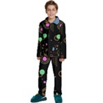 Colartive, Aesthetic, Amoled, Black, Colorful, Desenho Kids  Long Sleeve Velvet Pajamas Set