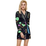 Colartive, Aesthetic, Amoled, Black, Colorful, Desenho Long Sleeve Satin Robe