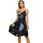 Colartive, Aesthetic, Amoled, Black, Colorful, Desenho Sleeveless Tie Front Chiffon Dress