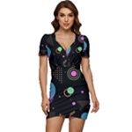 Colartive, Aesthetic, Amoled, Black, Colorful, Desenho Low Cut Cap Sleeve Mini Dress