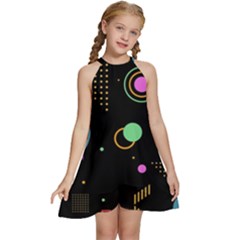 Kids  Halter Collar Waist Tie Chiffon Dress 