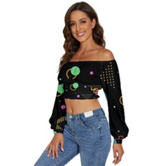 Long Sleeve Crinkled Weave Crop Top 