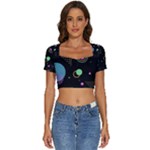 Colartive, Aesthetic, Amoled, Black, Colorful, Desenho Short Sleeve Square Neckline Crop Top 