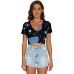 Colartive, Aesthetic, Amoled, Black, Colorful, Desenho V-Neck Crop Top