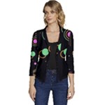 Colartive, Aesthetic, Amoled, Black, Colorful, Desenho Women s Casual 3/4 Sleeve Spring Jacket