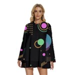 Colartive, Aesthetic, Amoled, Black, Colorful, Desenho Round Neck Long Sleeve Bohemian Style Chiffon Mini Dress