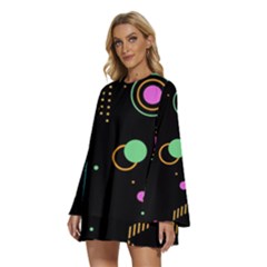 Round Neck Long Sleeve Bohemian Style Chiffon Mini Dress 