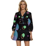 Colartive, Aesthetic, Amoled, Black, Colorful, Desenho V-Neck Placket Mini Dress