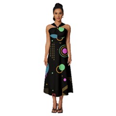 Sleeveless Cross Front Cocktail Midi Chiffon Dress 