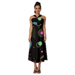 Colartive, Aesthetic, Amoled, Black, Colorful, Desenho Sleeveless Cross Front Cocktail Midi Chiffon Dress