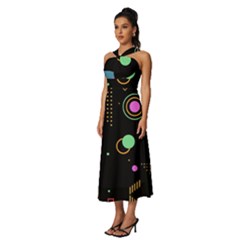 Sleeveless Cross Front Cocktail Midi Chiffon Dress 