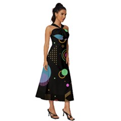 Sleeveless Cross Front Cocktail Midi Chiffon Dress 