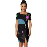 Colartive, Aesthetic, Amoled, Black, Colorful, Desenho Fitted Knot Split End Bodycon Dress