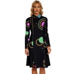 Colartive, Aesthetic, Amoled, Black, Colorful, Desenho Long Sleeve Shirt Collar A-Line Dress