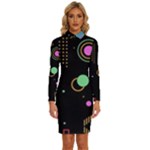 Colartive, Aesthetic, Amoled, Black, Colorful, Desenho Long Sleeve Shirt Collar Bodycon Dress