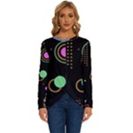 Colartive, Aesthetic, Amoled, Black, Colorful, Desenho Long Sleeve Crew Neck Pullover Top