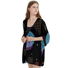 Open Front 3/4 Sleeve Batwing Chiffon Cardigan Kimono 