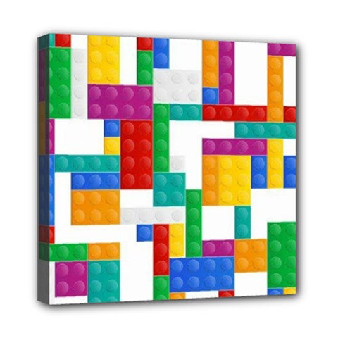 Colorful Bricks, Bricks, Colorful, Colors, Games, Lego, Rainbow Mini Canvas 8  x 8  (Stretched) from ArtsNow.com