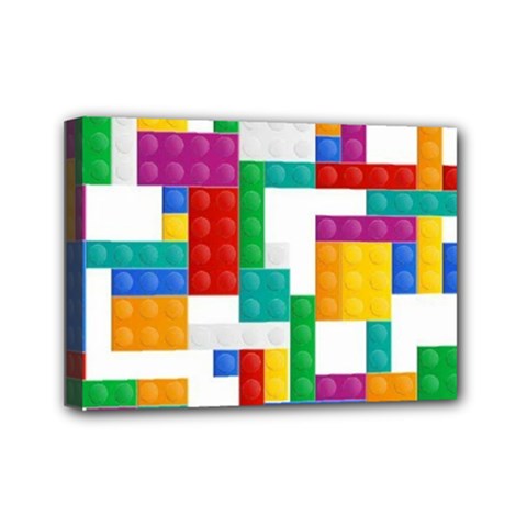 Colorful Bricks, Bricks, Colorful, Colors, Games, Lego, Rainbow Mini Canvas 7  x 5  (Stretched) from ArtsNow.com