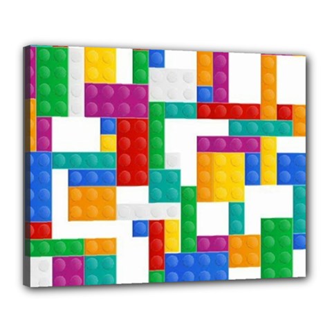 Colorful Bricks, Bricks, Colorful, Colors, Games, Lego, Rainbow Canvas 20  x 16  (Stretched) from ArtsNow.com