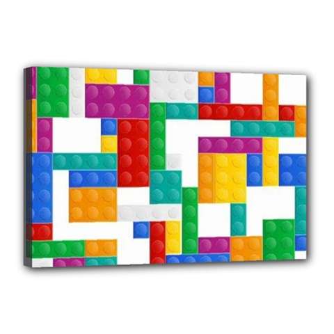 Colorful Bricks, Bricks, Colorful, Colors, Games, Lego, Rainbow Canvas 18  x 12  (Stretched) from ArtsNow.com